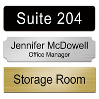 Custom Office Engraved Name Plate for Door or Wall Sign, Personalized Door Name Plate for Office with Adhesive, Laser Engraving, 10 Colors Available, 3 Styles (2" x 8")(2" x 10")