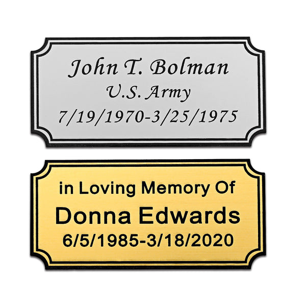 Size: 4" W x 2" H, Personalized Custom Engraved Plaque Plastic Plate Picture Frame Name Label Art Tag for Frames with Adhesive Backing