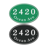 Personalized Reflective Address Plaque, Custom Aluminum House Number Sign with Two Screw, Address Sign for Outside Home, Street, House, 9" x 6.5" (Ellipse)-(Black or Green)