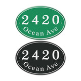 Personalized Reflective Address Plaque, Custom Aluminum House Number Sign with Two Screw, Address Sign for Outside Home, Street, House, 9" x 6.5" (Ellipse)-(Black or Green)