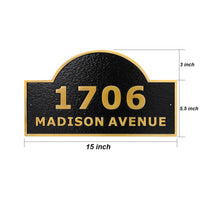 Custom Metal Address Plaque，Personalized Cast with Arch Top Display Your Address and Street Name Number Front Yard Address Signs (15" x 8.5")  (12"x 6.8")