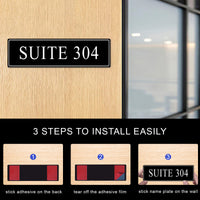 Custom Office Engraved Name Plate, Personalized Elegant Name Plates for Door or Wall Sign, Door Name Plate with Adhesive, Laser Engraving, 10 Colors Available (2.5" x 8")  (2.5" x 10")