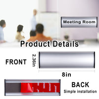 Set of 5 - Nameplate Holder for Wall Mount, 2.36'' x 8'' Curved Office Business Door Sign Holder-Silver