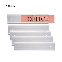 5 Pack Aluminum Wall or Door Name Plate Holder, Wall Mount Office Door Sign Holder with Double Sided Tape, for Business Department, Meeting Room, Room Number (Silver,Black)