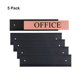 5 Pack Aluminum Wall or Door Name Plate Holder, Wall Mount Office Door Sign Holder with Double Sided Tape, for Business Department, Meeting Room, Room Number (Silver,Black)