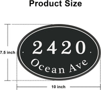 Personalized Reflective Address Plaque, Custom Aluminum House Number Sign with Two Screw, Address Sign for Outside Home, Street, House, 10" x 7.5" (Ellipse)-(Black or Green)