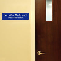 Custom Office Engraved Name Plate for Door or Wall Sign, Personalized Door Name Plate for Office with Adhesive, Laser Engraving, 10 Colors Available, 3 Styles (2" x 8")(2" x 10")