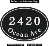 Personalized Reflective Address Plaque, Custom Aluminum House Number Sign with Two Screw, Address Sign for Outside Home, Street, House, 9" x 6.5" (Ellipse)-(Black or Green)