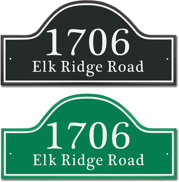 Personalized Reflective Address Plaque, Custom Aluminum Address Sign with Two Screw, House Number Sign, for Outside Home, Street, House, 18"x 8.5"H (Black or Green)