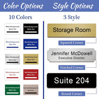 Custom Office Engraved Name Plate for Door or Wall Sign, Personalized Door Name Plate for Office with Adhesive, Laser Engraving, 10 Colors Available, 3 Styles (2" x 8")(2" x 10")
