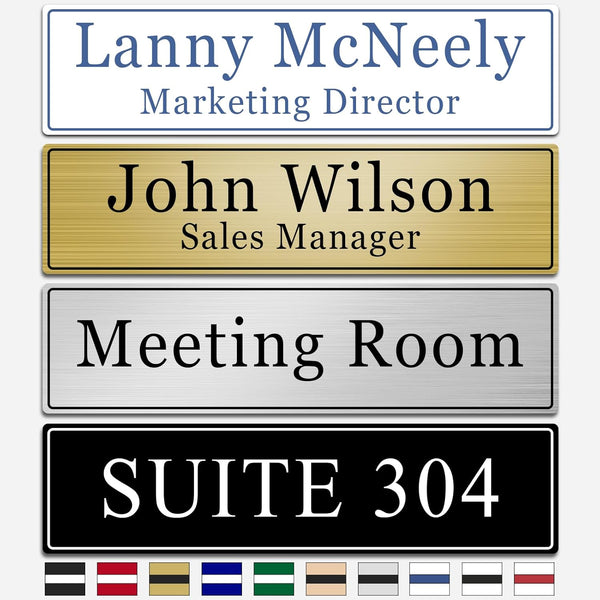 Custom Office Engraved Name Plate, Personalized Elegant Name Plates for Door or Wall Sign, Door Name Plate with Adhesive, Laser Engraving, 10 Colors Available (2.5" x 8")  (2.5" x 10")