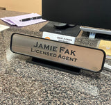 Personalized Architectural Name Plates, 2"x8" or 2"x10" Office Nameplates with Wall or Desk Plastic Frame Holder, Customize Deskbar Nameplate or Door Signs