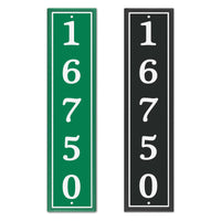 Personalized Reflective Address Plaque, Custom Aluminum Address Sign for Mailbox, House, Street, Outside, Vertical House Number Sign with Two Screw, 16" x 3.5" (Black or Green)