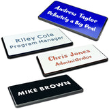 Custom Engraved Name Tag ID Badges Personalized Identification with Pin or Magnetic Clip Adhesive Backing (1.5" x 3")