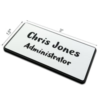 Custom Engraved Name Tag ID Badges Personalized Identification with Pin or Magnetic Clip Adhesive Backing (1.5" x 3")