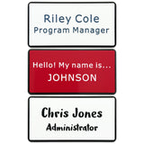 Custom Engraved Name Tag ID Badges Personalized Identification with Pin or Magnetic Clip Adhesive Backing (1.5" x 3")