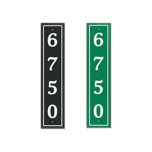 Personalized Reflective Address Plaque, Custom Aluminum Address Sign for Mailbox, House, Street, Outside, Vertical House Number Sign with Two Screw, 11.5" x 2.5" (Black or Green)