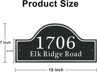 Personalized Reflective Address Plaque, Custom Aluminum Address Sign with Two Screw, House Number Sign, for Outside Home, Street, House, 15"x 7"H (Black or Green)