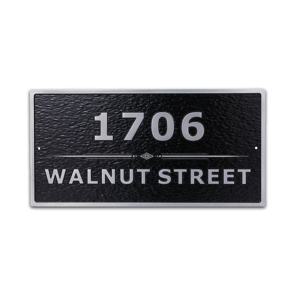 Custom 12" x 6" Rectangle Metal Address Plaque, Personalized Cast ,Display Your Address and Street Name.Custom House Number Sign Wall Mounted Sign Plaque