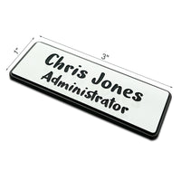 Custom Engraved Name Tag ID Badges Personalized Identification with Pin or Magnetic Clip Adhesive Backing (1" x 3")