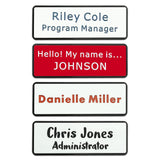 Custom Engraved Name Tag ID Badges Personalized Identification with Pin or Magnetic Clip Adhesive Backing (1" x 3")