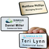 Custom Name Tag Badges with Text & Logos, Personalized Aluminium Name ID for Employee, School Teacher, Kids, 1.5 x 3" Name ID with Pin, Magnetic, Adhesive Backing