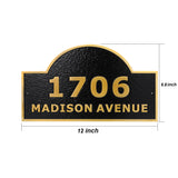 Custom Metal Address Plaque，Personalized Cast with Arch Top Display Your Address and Street Name Number Front Yard Address Signs (15" x 8.5")  (12"x 6.8")