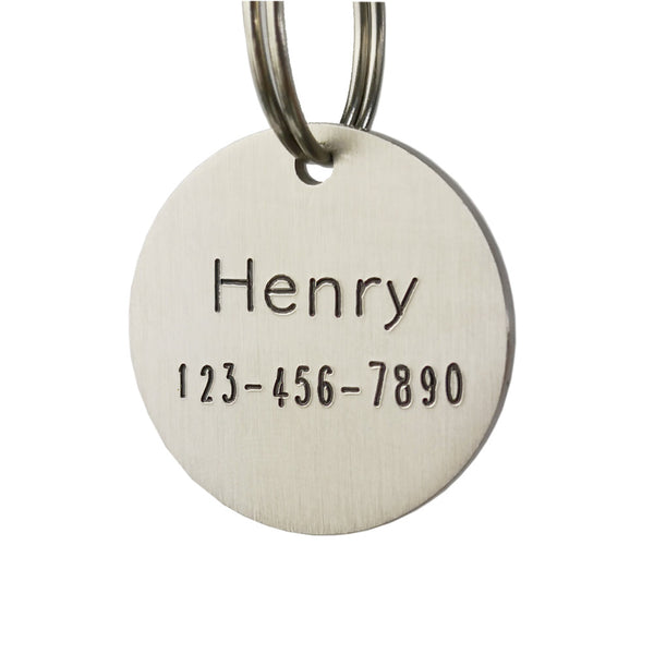 Round Stainless Steel Custom DEEP Engraved Pet ID Tags, Personalized Front and Back Dog Tags for Dogs and Cats