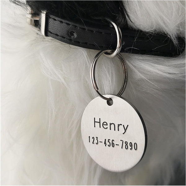 Stainless Steel Pet ID Tags Dog Tags Personalized Front and Back Engraving  (Round)