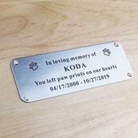 4" W x 1.5" H, Personalized, Custom Laser Engraved, Brushed Stainless Steel Plate Picture Frame Name Label Art Tag for Frames, with Adhesive Backing or Screws