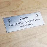 4" W x 1.5" H, Personalized, Custom Laser Engraved, Brushed Stainless Steel Plate Picture Frame Name Label Art Tag for Frames, with Adhesive Backing or Screws