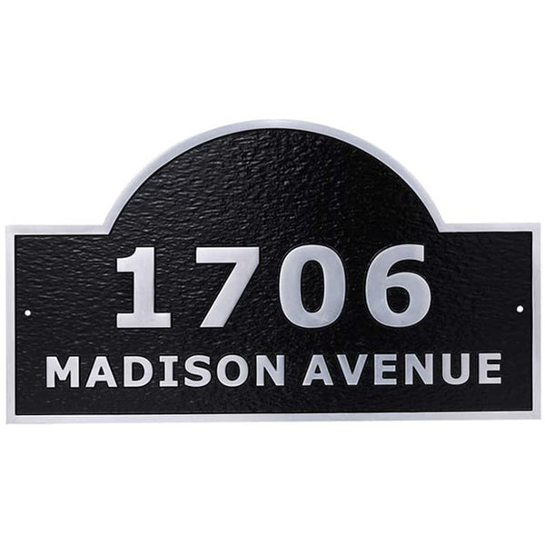Custom 15" x 8" Metal Address Plaque，Personalized Cast with Arch Top Display Your Address and Street Name Number Front Yard Address Signs