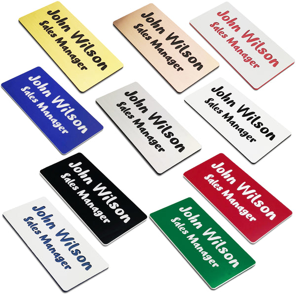 Custom Engraved Name Tag Badges – Personalized Identification with Pin or Magnetic Backing, 1-1/2 Inches x 3 Inches