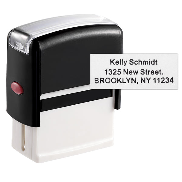 Custom Self Inking Stamp, Personalized Address Stamp - Up to 5 Lines of Text, Rubber Stamps for Bank Deposits, Business, Teachers, Office - 5 Ink Colors Choices-(Large, 3.4"H x 2.8"L x 1.3"W)