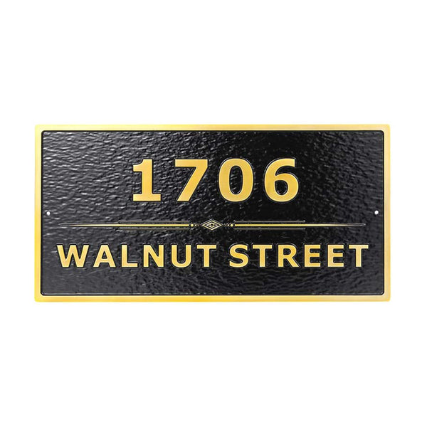 Custom 12" x 6" Rectangle Metal Address Plaque, Personalized Cast ,Display Your Address and Street Name.Custom House Number Sign Wall Mounted Sign Plaque