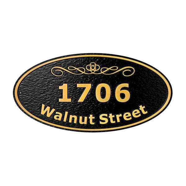 Custom 12" x 6" Ellipse Metal Address Plaque, Personalized Cast ,Display Your Address and Street Name.Custom House Number Sign Wall Mounted Sign Plaque