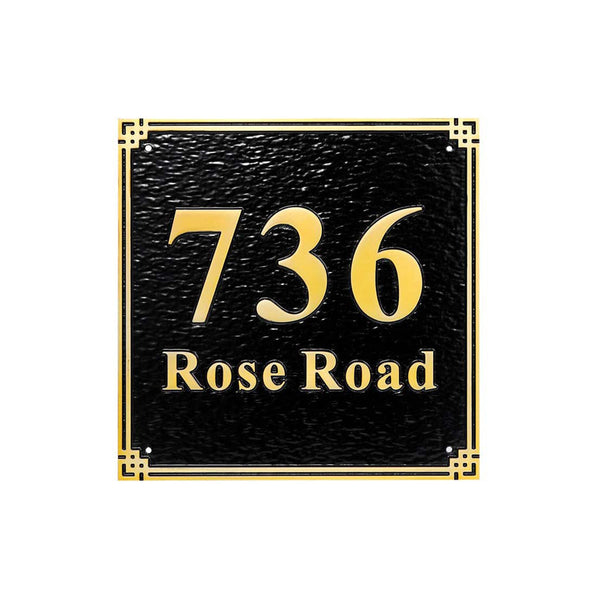 Custom 8" x 8" Metal Address Plaque, Personalized Cast ,Display Your Address and Street Name.Custom House Number Sign Wall Mounted Sign Plaque