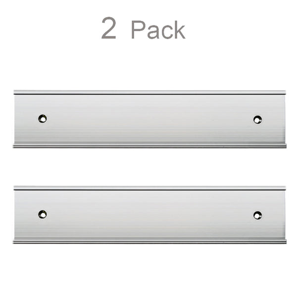 2" x 8" & 2" x 10" Nameplate Holder Wall or Door 2 Pack (Silver)