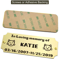 Size: 4" W x 1-1/2" H, Personalized, Custom Engraved, Brushed Gold Solid Brass Plate Picture Frame Name Label Art Tag for Frames, with Adhesive Backing or Screws