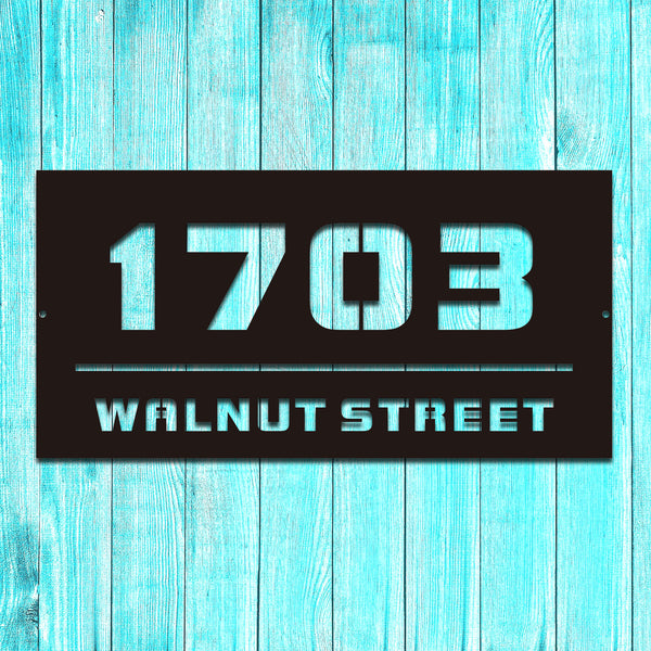 Personalized Metal Address plaque, Display Your Address and Street Name, Custom Steel House Number Sign, Wall Mounted Sign with Two Free Screws, Used for House, Door or Street-6"x12"(Rectangle)