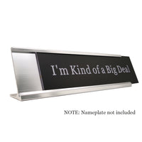 2" x 8" & 2" x 10"  Aluminum Desk Name Plate Holder, Office Business Desk Sign Holder Desktop 2 Pack (Silver)