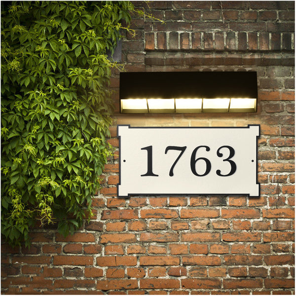 Custom Cast White Metal Address plaque, Personalized Modern House Number Sign with Address Name, Wall Mounted Sign with Two Free Screws, Used for House, Street or Door (15"x7.5"）（12“x 6”)-White