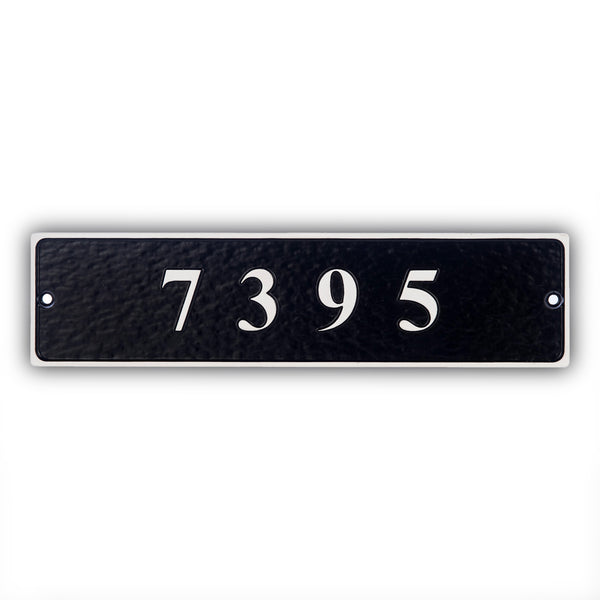 Personalized Cast Metal Address Plaque, Custom House Number Sign, Wall Mounted Sign, White Numbers with Black Background-Horizontal Numbers(2"H x 8"W) (3"H x 12"W) (4"H x 16"W)
